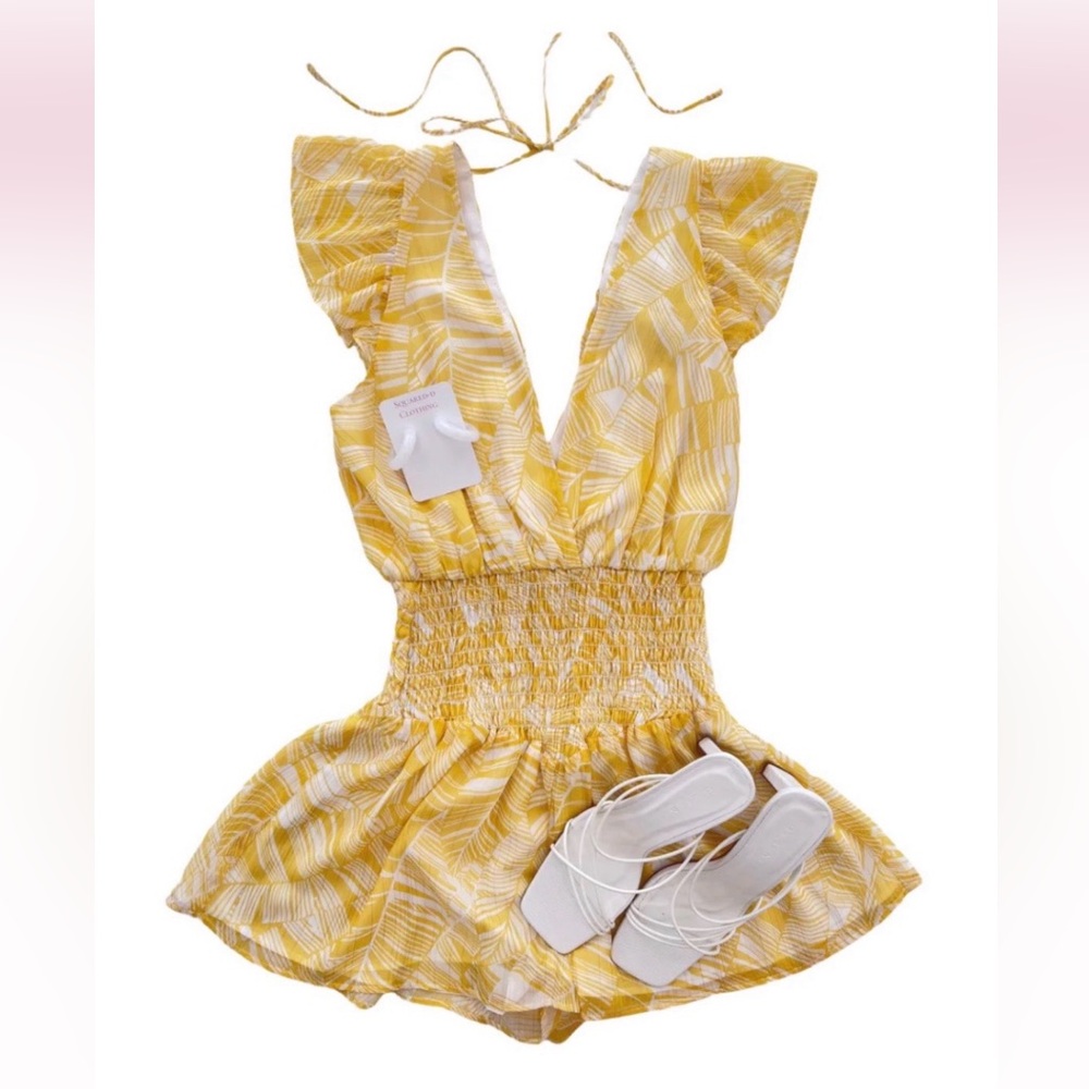 Lavender Brown Sunset Romper in Yellow